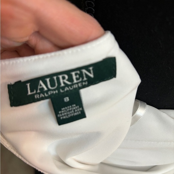 NEW Lauren Ralph Lauren Evening Jersey Black/White Dress with Drape/Slit Size 8 - Picture 13 of 16
